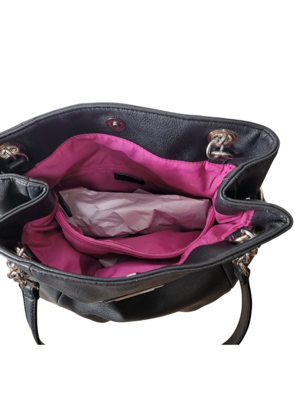 Nicole Miller Black Leather Shoulder Bag - Y2K edgy yet classic Grunge Chic 90's - Picture 12 of 15